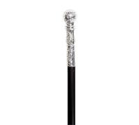 P'TIT CLOWN - 38700 - Canne avec Pommeau Décoré - King's Cane - Accessoire de Déguisement Roi, Marquis, Prince - Carnaval, Fêtes à Thèmes, Halloween, Médiéval, Cosplay, Nouvel an - 92 cm - Argent