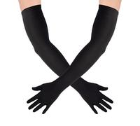 P'TIT CLOWN - 39300 - Paire de Gants Longs - Long Gloves - Accessoire de Déguisement pour Carnaval, Nouvel An, Années 20, Flapper, Halloween, Soirées Costumées - 56 cm - Noir