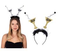 "P'TIT CLOWN - 40380 - Serre-tête Verres Bonne Année - Accessoire Festif pour Nouvel An, Fêtes, Anniversaires, Soirées à Thème - Dimensions : 24,5 x 32 cm - Couleur Aléatoire (Or ou Argent)