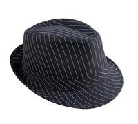 P'TIT CLOWN - 40388 - Chapeau Borsalino - Rayé Noir et Blanc - Gangster, Mafia - Accessoire de Déguisement Gangster, Mafia, Al Capone - Pour Carnaval, Fêtes Costumées, Cosplay - Adulte - Unisexe