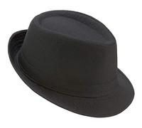 P'tit Clown - 40389 - Chapeau Borsalino - Look Mafia, Gangster, Années 20 - Accessoire de Déguisement - Pour Carnaval, Fêtes à Thèmes, Soirées Costumées, Halloween, Nouvel An - Adulte - Tissu Noir