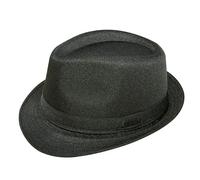 P'TIT CLOWN - 40389 - Chapeau Borsalino - Look Mafia, Gangster, Années 20 - Accessoire de Déguisement - Pour Carnaval, Fêtes à Thèmes, Soirées Costumées, Halloween, Nouvel An - Adulte - Tissu Noir