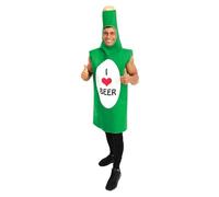 P'TIT CLOWN - 42937 - Déguisement Adulte Bouteille - Costume I love Beer - Look Fun et Décalé -Parfait pour Carnaval, Halloween, EVG, EVJF, Fêtes Costumées - Polyester - Taille Unique - Vert