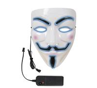 P'tit Clown - 44062 - Masque LED Anonymous - Accessoire Déguisement Adulte - Lumineux - 3 Modes d'éclairage - Parfait pour Halloween, Carnaval, Cosplay, DJ - Fonctionne avec 2 Piles AA (Non Incluses)