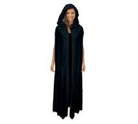 P'tit Clown - 44430 - Cape Femme en Velours avec Capuche - 150 cm - pour Déguisement Halloween, Carnaval, Fêtes Costumées et Évènements à Thème - Vampiresse - Vampire - Dracula - Sorcière (Noire)