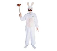 P'TIT CLOWN - 44443 - Costume Lapins Crétins™ - Raving Rabbids Suit - Déguisement - Licence Officielle - Combinaison, Masque en Carton - Carnaval, Fêtes à Thèmes, EVG - Blanc - Taille L/XL