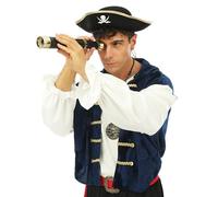 P'TIT Clown - 44900 - Longue Vue de Pirate - Accessoire de Déguisement - Télescopique, Telescope - pour Carnaval, Halloween, Cosplay, Fêtes à Thèmes - Marron et Or - Plastique - Unisexe