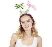 P'TIT CLOWN - 45964 - Serre-tête Flamant Rose et Palmier - Accessoire de Déguisement - Pour Carnaval, EVG, EVJF, Fêtes à Thèmes, Soirées Costumées, Aloha, Summer, Vacances, Hawaii - Adulte