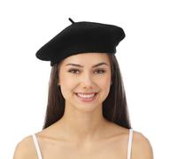 P'TIT CLOWN - 46501 - Béret en Laine - Chapeau Gavroche, Retro, Vintage, Français - Accessoire de Déguisement - Pour Carnaval, Fêtes à Thèmes, Soirée Costumée - Adulte Homme, Femme - Noir