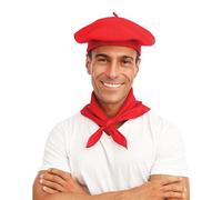 P'TIT CLOWN - 46502 - Béret en Laine - Chapeau Gavroche, Retro, Vintage, Français - Accessoire de Déguisement - Pour Carnaval, Fêtes à Thèmes, Soirée Costumée - Adulte Homme, Femme - Rouge