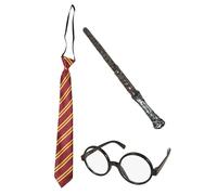 P'tit Clown - 50533 - Set Accessoires Déguisement Sorcier - Wizard Dresse Up Kit - Cravate, Lunettes, Baguette Magique - pour Carnaval, Fête à Thème, Halloween, Nouvel an, EVG, EVJF, Soirée Costumée