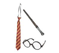 P'tit Clown - 50533 - Set Accessoires Déguisement Sorcier - Wizard Dresse Up Kit - Cravate, Lunettes, Baguette Magique - pour Carnaval, Fête à Thème, Halloween, Nouvel an, EVG, EVJF, Soirée Costumée