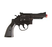 P'TIT Clown - 51366 - Revolver Factice - Accessoire de Déguisement - Policier, Shérif, Militaire - pour Carnaval, Halloween, Anniversaire, Fêtes à Thèmes, Cosplay, Manga - Plastique - 25 cm - Noir