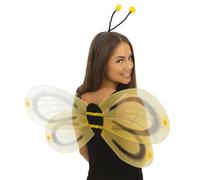 P'TIT CLOWN - 51470 - Set d'Abeille, Bee Set - Costume, Déguisement Adulte - Jaune et Noir, 90 x 45 cm - Serre-tête, Ailes - Pour Carnaval, Soirées à Thèmes, Halloween, Cosplay - Adulte - Unisexe