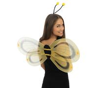P'TIT CLOWN - 51470 - Set d'Abeille, Bee Set - Costume, Déguisement Adulte - Jaune et Noir, 90 x 45 cm - Serre-tête, Ailes - Pour Carnaval, Soirées à Thèmes, Halloween, Cosplay - Adulte - Unisexe
