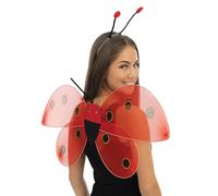 P'TIT Clown - 52310- Set de Coccinelle, Ladybug Set - Costume, Déguisement Adulte - Rouge et Noir, 38x45 cm - Serre-tête, Ailes - pour Carnaval, Soirées à Thèmes, Halloween, Cosplay - Unisexe