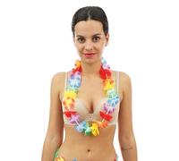 P'tit Clown - 52392 - Collier Hawaïen - Idéal pour Une soirée déguisée, Carnavals, Célébrations - Dimensions 50 cm - Fleurs en Polyester de Diamètre 6 cm - Multicolore