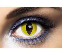 P'TIT CLOWN - 55508 - Lentilles de Contact Chat Jaune (sans correction) - Journalières - Parfaites pour Compléter votre Déguisement pour Halloween, Carnaval et autres Fêtes Costumées - ∅ 14.2 mm