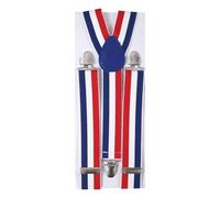 PTIT CLOWN - 56010 - Bretelles Réglables avec Clips - Largeur 3,5cm - Bleu, Blanc, Rouge - Pour Carnaval, Cosplay, Halloween, Fêtes Costumées, Soirées à Thèmes - Unisexe