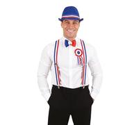 PTIT CLOWN - 56010 - Bretelles Réglables avec Clips - Largeur 3,5cm - Bleu, Blanc, Rouge - Pour Carnaval, Cosplay, Halloween, Fêtes Costumées, Soirées à Thèmes - Unisexe