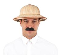 P'TIT CLOWN - 58131 - Chapeau de Paille style Colonial - Accessoire de Déguisement - Pour Carnaval, Fêtes à Thèmes, Soirées Costumées, Nouvel An, Halloween, Manga, Cosplay - Beige - Adulte Unisexe