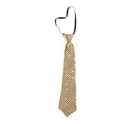 P'TIT CLOWN - 60240 - Cravate Sequins avec Élastique Brillante - Glitter Tie - Accessoire de Déguisement - Parfait pour Carnaval, Soirées Costumées, Fêtes à Thèmes, Nouvel An - Adulte - Or