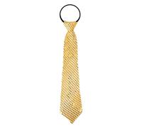 P'TIT CLOWN - 60240 - Cravate Sequins avec Élastique Brillante - Glitter Tie - Accessoire de Déguisement - Parfait pour Carnaval, Soirées Costumées, Fêtes à Thèmes, Nouvel An - Adulte - Or