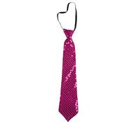 P'TIT CLOWN - 60243 - Cravate Sequins avec Élastique Brillante - Glitter Tie - Accessoire de Déguisement - Parfait pour Carnaval, Soirées Costumées, Fêtes à Thèmes, Nouvel An - Adulte - Rose