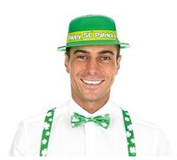 P'TIT CLOWN - 60560 - Chapeau Melon en Plastique St Patrick Adulte - Accessoires de Déguisement parfait pour les Évènements sur le Thème de l'Irlande - Vert