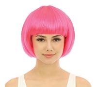P'TIT CLOWN - 60590 - Perruque Cabaret - Bob Wig - Accessoire de Déguisement - Parfait pour Carnaval, Fêtes à Thèmes, Soirées Costumées, Manga, Cosplay, Halloween - Cheveux Synthétiques - Rose