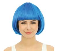P'TIT CLOWN - 60591 - Perruque Cabaret - Bob Wig - Accessoire de Déguisement - Parfait pour Carnaval, Fêtes à Thèmes, Soirées Costumées, Manga, Cosplay, Halloween - Cheveux Synthétiques - Bleu