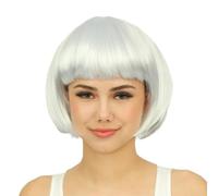 P'TIT CLOWN - 60592 - Perruque Cabaret - Bob Wig - Accessoire de Déguisement - Parfait pour Carnaval, Fêtes à Thèmes, Soirées Costumées, Manga, Cosplay, Halloween - Cheveux Synthétiques - Blanc