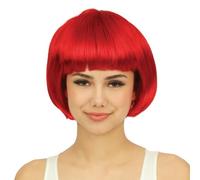 P'TIT CLOWN - 60593 - Perruque Cabaret - Bob Wig - Accessoire de Déguisement - Parfait pour Carnaval, Fêtes à Thèmes, Soirées Costumées, Manga, Cosplay, Halloween - Cheveux Synthétiques - Rouge