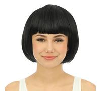 P'TIT CLOWN - 60595 - Perruque Cabaret - Bob Wig - Accessoire de Déguisement - Parfait pour Carnaval, Fêtes à Thèmes, Soirées Costumées, Manga, Cosplay, Halloween - Cheveux Synthétiques - Noire