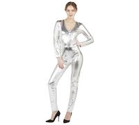P'TIT CLOWN - 60711 - Déguisement Combinaison Femme - Costume pour Adulte - Parfait pour Carnaval, Fêtes Costumées et Évènements à Thème - Polyester - Argent -Taille L/XL