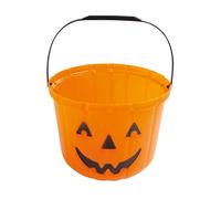 P'TIT CLOWN - 62000 - Seau Citrouille d'halloween - Parfait pour Collecter des Bonbons, Candy Bucket - Récipient de Collecte avec Poignée Décoratif - 14 cm - Orange - Plastique