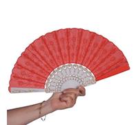 P'TIT Clown - 62454 - Éventail Pliable Brodé - Accessoire de Déguisement - Nouvel an, Chinois, Japon, Asie, pour Carnaval, Fêtes à Thèmes, Costumées, Cosplay, Manga, Halloween - Rouge - Ø 45 cm