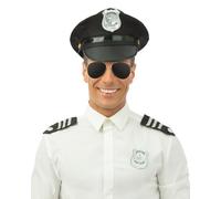 P'TIT Clown - 66644 - Set Accessoires Déguisement Policier Adulte - Casquette, Lunettes, Insigne, Épaulettes - pour Carnaval, Fêtes à Thèmes, Halloween, Nouvel an, EVG, EVJF, Soirées Costumées