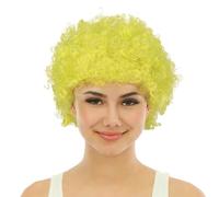 P'TIT CLOWN - 68003 - Perruque Courte Frisée - Short Curly Wig - Accessoire de Déguisement - Carnaval, Supporters, Evènements Sportifs - Cheveux Synthétiques - Unisexe - Jaune