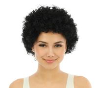 P'TIT CLOWN - 68007 - Perruque Courte Frisée - Short Curly Wig - Accessoire de Déguisement - Carnaval, Cirque, Fête à Thème, Soirée Costumée, Manga, Halloween - Cheveux Synthétiques - Unisexe - Noir