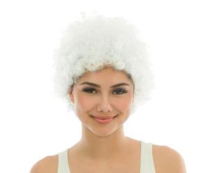 P'TIT CLOWN - 68009 - Perruque Courte Frisée - Short Curly Wig - Accessoire de Déguisement - Carnaval, Supporters, Evènements Sportifs - Cheveux Synthétiques - Unisexe - Blanc