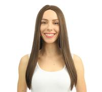 P'TIT CLOWN - 68042 - Perruque Longue Raide Femme - Long Wig - Accessoire de Déguisement pour Carnaval, Fêtes à Thèmes, Soirées Costumées, Cheveux Synthétiques - Adulte - 60 cm - Brun