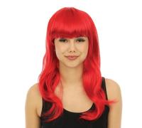 P'TIT CLOWN - 68068 - Perruque Longue Raide à Frange - Long Fringed Wig - Pour Carnaval, Fêtes à Thèmes, Soirées Costumées, Cosplay, Manga, Halloween - Adulte Femme - Cheveux Synthétiques - Rouge