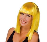 P'TIT CLOWN - 68086 - Perruque Mi-Longue Raide avec Frange - Accessoire de Déguisement - Pour Carnaval, Fête à Thème, Halloween, Manga, Cosplay, Festival, Nouvel An - Cheveux Synthétiques - Jaune Fluo