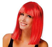P'TIT CLOWN - 68089 - Perruque Mi-Longue Raide avec Frange - Accessoire de Déguisement - Pour Carnaval, Fête à Thème, Halloween, Manga, Cosplay, Festival, Nouvel An - Cheveux Synthétiques - Rouge