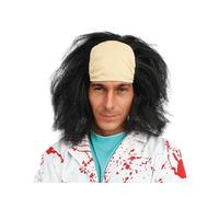 P'TIT Clown - 68501- Perruque Savant Fou - Mad Scientist Wig - Accessoire de Déguisement - Carnaval, Fêtes à Thèmes, Halloween, Nouvel an, Cosplay, Manga - Adulte Homme - Cheveux Synthétiques - Noir
