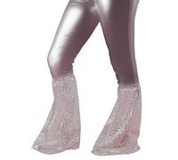 P'tit Clown - 71922 - Pattes d'Eph en Tissu - Accessoire de Déguisement Disco - Parfait pour Carnaval, Fêtes à Thèmes, Soirées Costumées - Unisexe - Adulte - Taille Unique - Sequins Argent