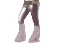 P'tit Clown - 71922 - Pattes d'Eph en Tissu - Accessoire de Déguisement Disco - Parfait pour Carnaval, Fêtes à Thèmes, Soirées Costumées - Unisexe - Adulte - Taille Unique - Sequins Argent