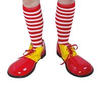 P'TIT CLOWN - 72155 - Chaussettes de Clown - Rayé Rouge et Blanc - Accessoire de Déguisement Adulte - Pour Carnaval, Cirque, Clown, EVG, Fêtes à Thèmes, Halloween, Manga - Taille Unique