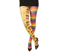 P'TIT Clown - 72707 - Collant Opaque Clown Femme - Motifs Rayures et Pois Multicolores - Accessoire Fantaisie pour Déguisement Carnaval, Halloween, Fêtes à thème et Spectacles - Taille Unique